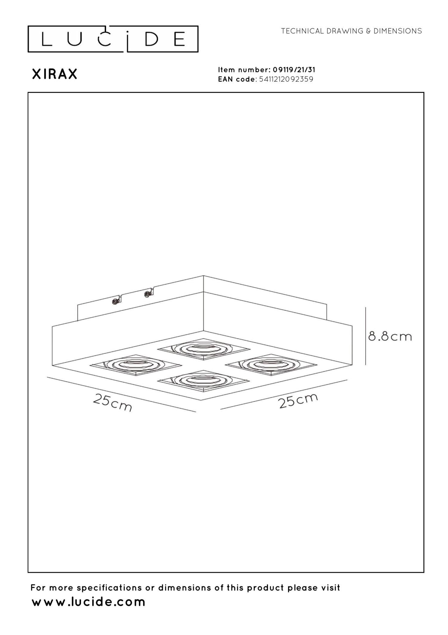 XIRAX - Ceiling spot - LED Dim to warm - GU10 - 4x5W 2200K/3000K - White