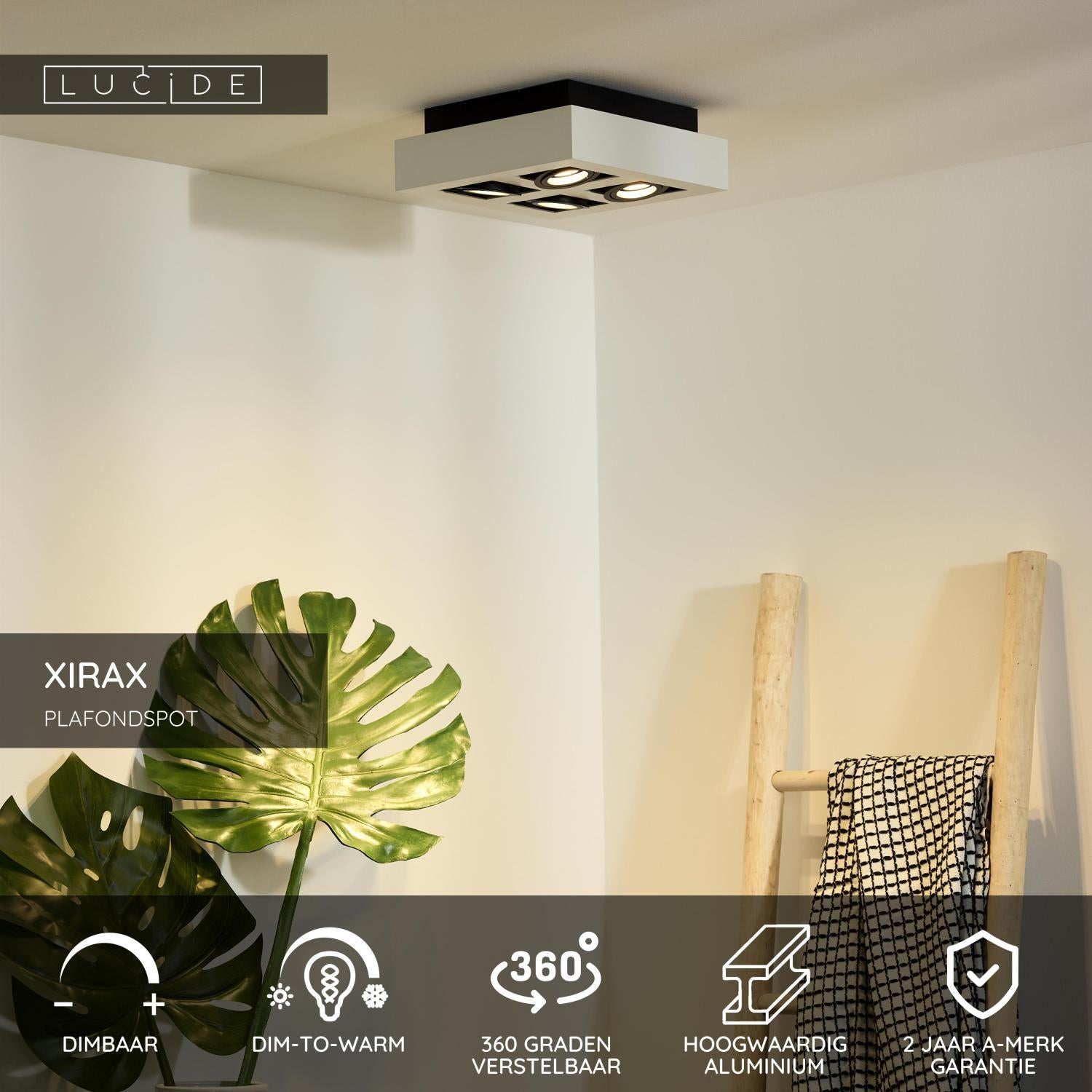 XIRAX - Ceiling spot - LED Dim to warm - GU10 - 4x5W 2200K/3000K - White