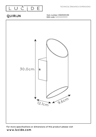 QUIRIJN - Wandlamp - Ø 10 cm - 1xG9 - Zwart