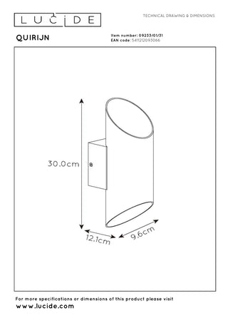 QUIRIJN - Wandlamp - Ø 10 cm - 1xG9 - Wit