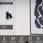 CLUBS - Bedlamp / Wandlamp - 1xGU10 - Zwart