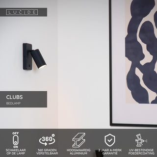 CLUBS - Bedlamp / Wandlamp - 1xGU10 - Zwart