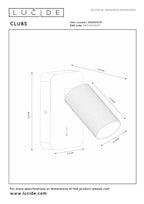 CLUBS - Bedlamp / Wandlamp - 1xGU10 - Wit