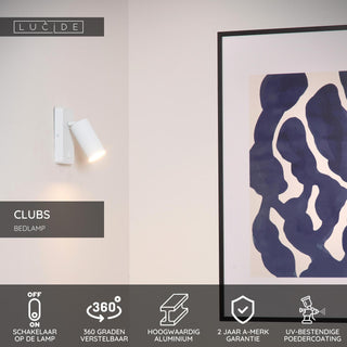 CLUBS - Bedlamp / Wandlamp - 1xGU10 - Wit