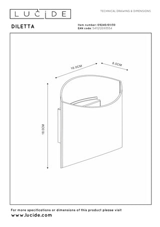DILETTA - Applique murale - 1xG9 - Noir