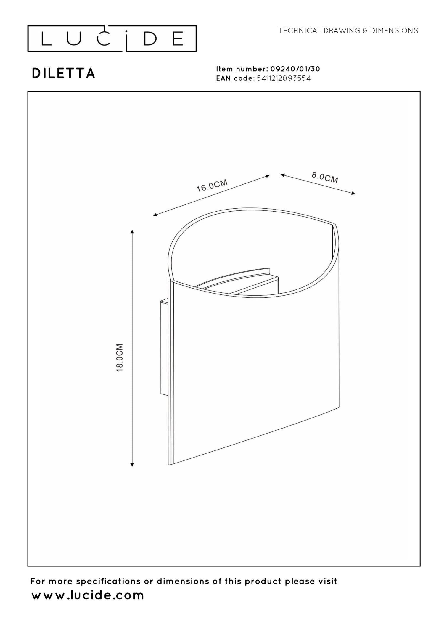 DILETTA - Applique murale - 1xG9 - Noir