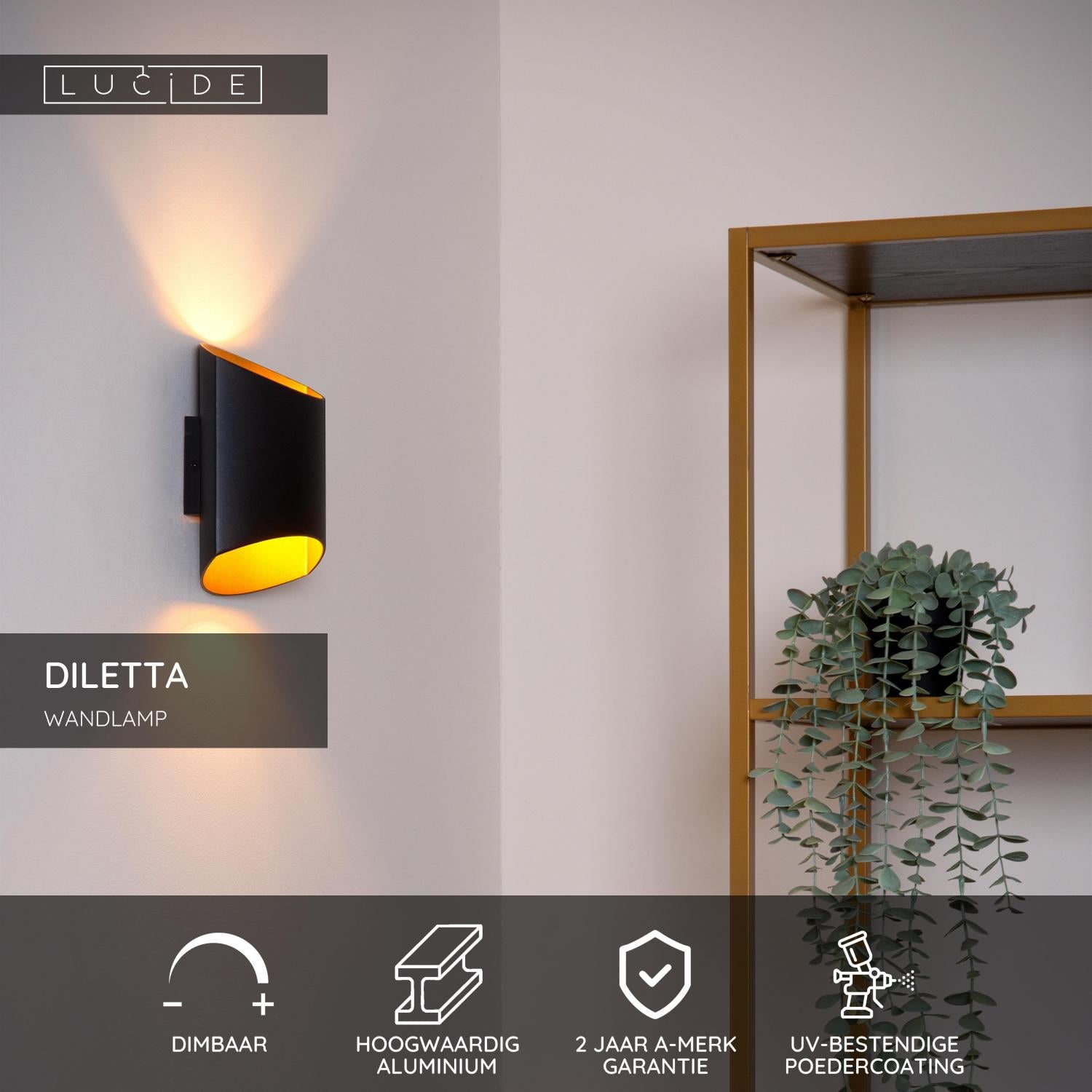 DILETTA - Applique murale - 1xG9 - Noir