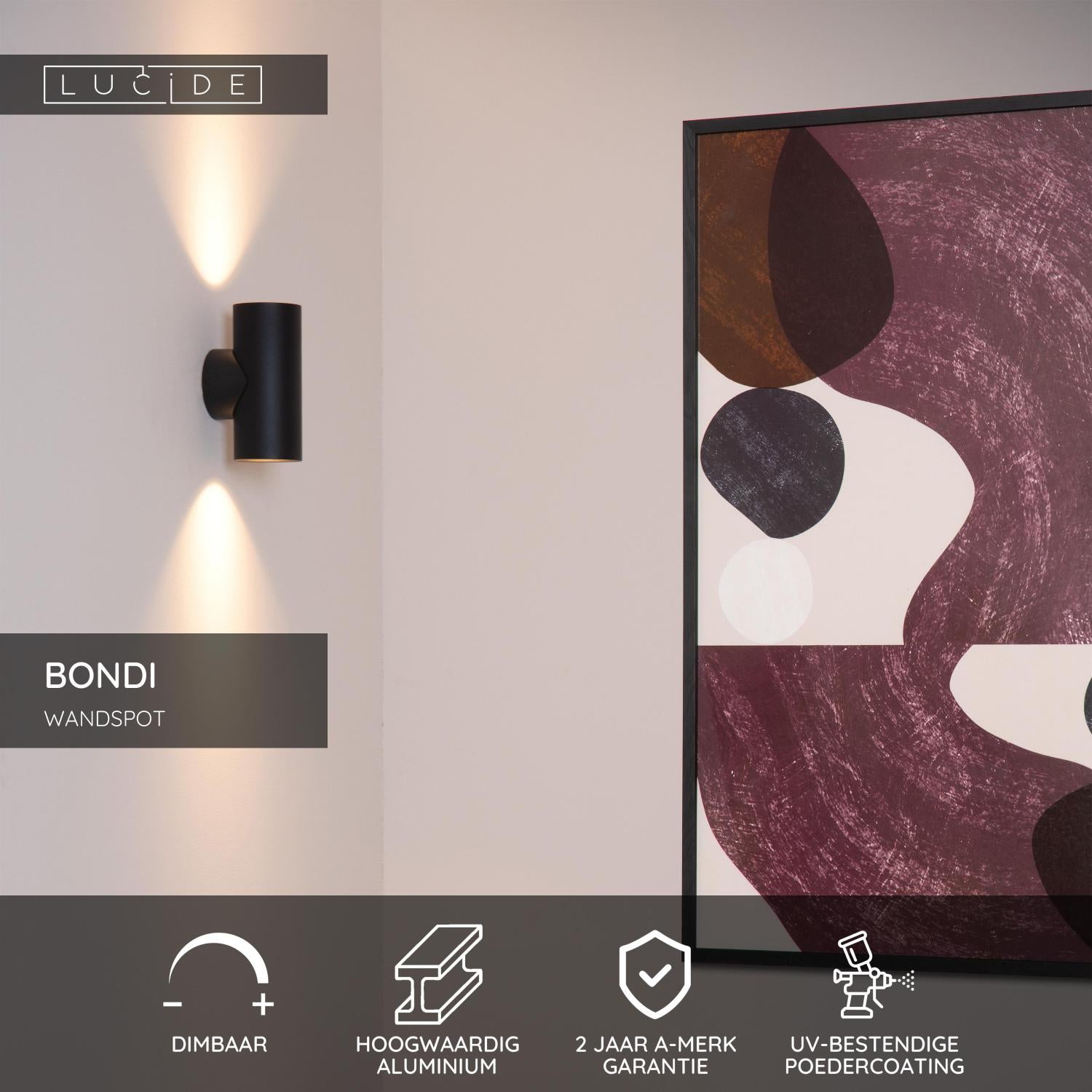 BONDI - Spot mural / Applique murale - 2xGU10 - Noir