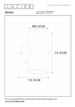 BONDI - Spot mural / Applique murale - 2xGU10 - Blanc