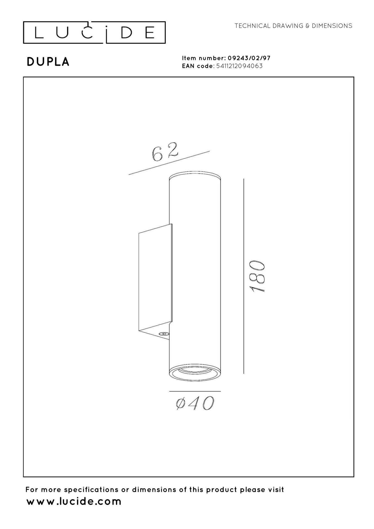 DUPLA - Wandspot / Wandlamp - 2xGU10 (MR11) - Koffie