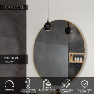 PRESTON - Pendant light Bathroom - Ø 10 cm - 1xGU10 - IP44 - Black