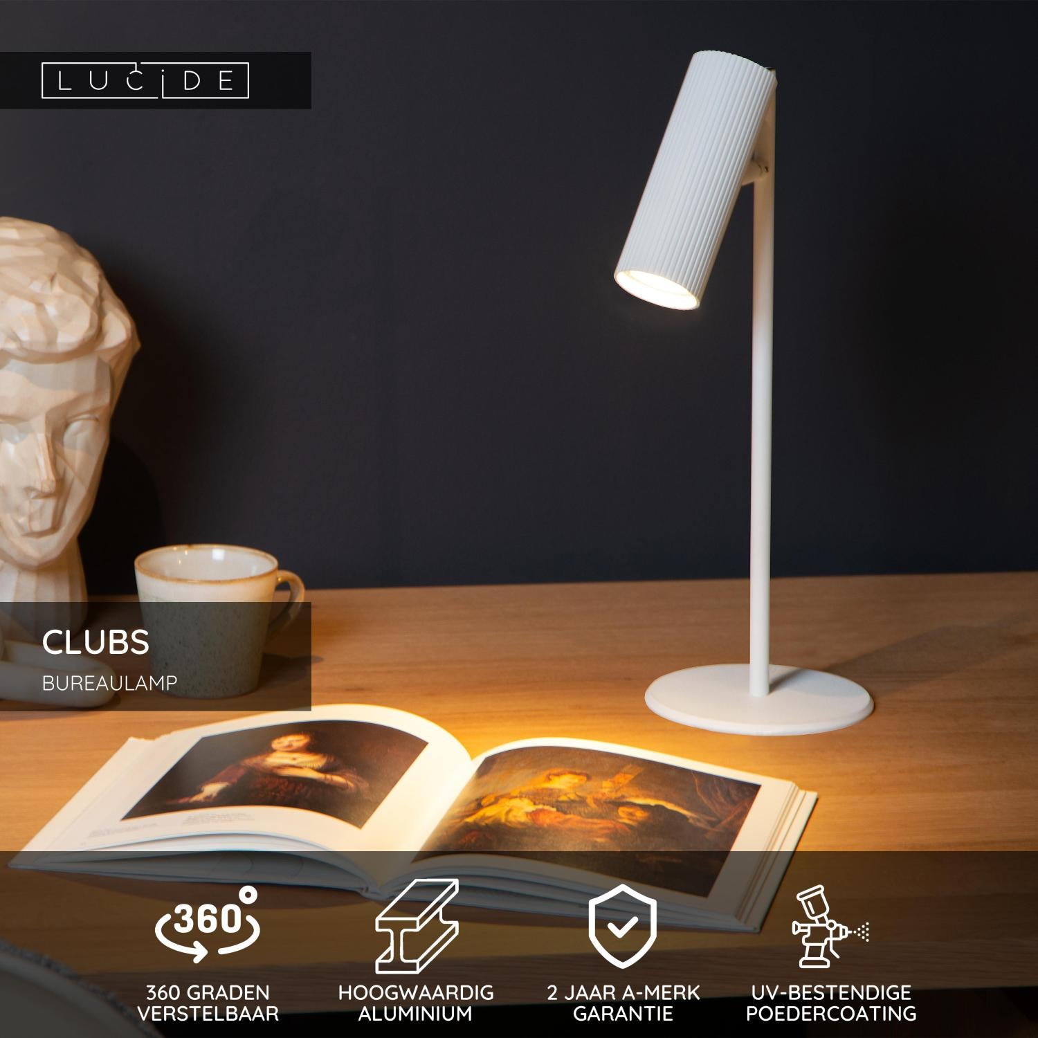 CLUBS - Bureaulamp - 1xGU10 - Wit