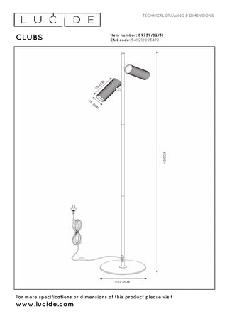 CLUBS - Lampadaire - 2xGU10 - Blanc