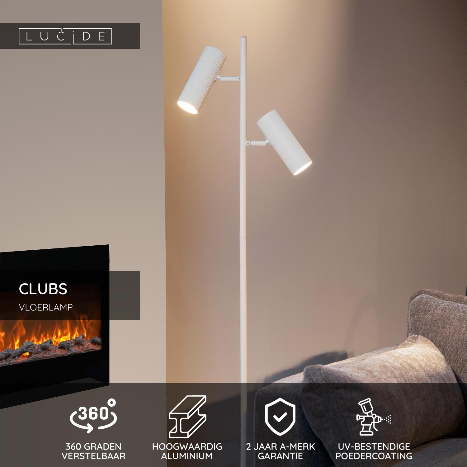 CLUBS - Lampadaire - 2xGU10 - Blanc