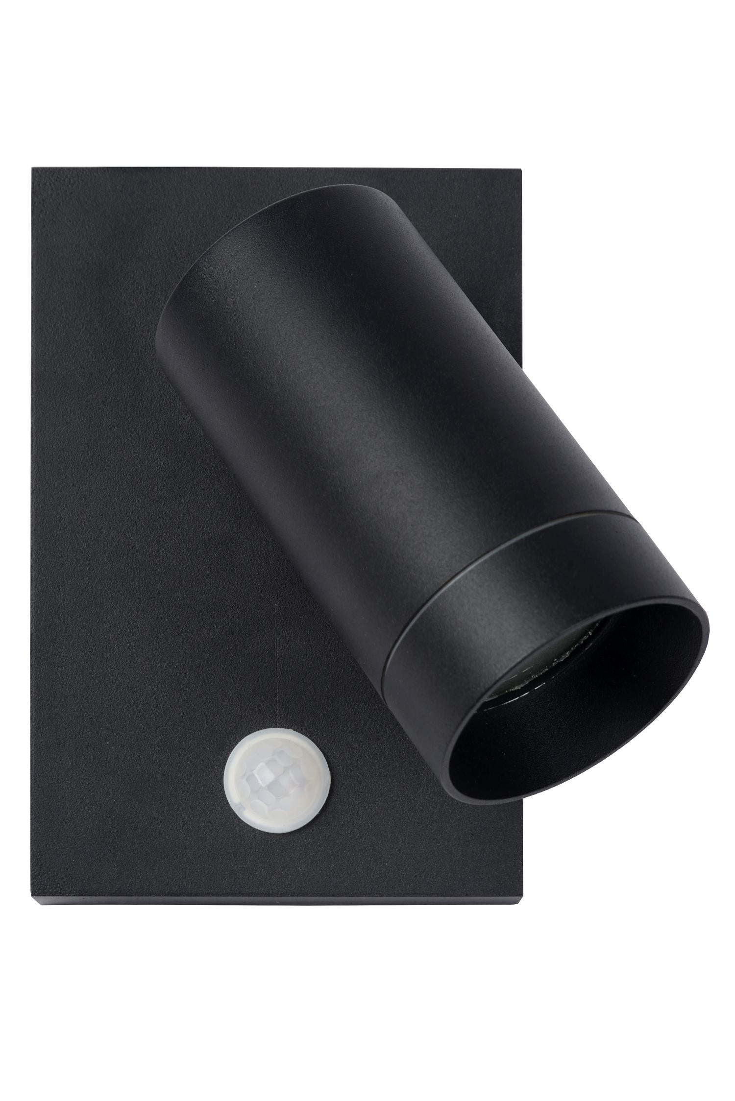 TAYLOR - Wandspot / Wandlamp Binnen/Buiten - 1xGU10 - IP54 - Bewegingssensor - Zwart