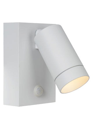 TAYLOR - Wandspot / Wandlamp Binnen/Buiten - 1xGU10 - IP54 - Bewegingssensor - Wit