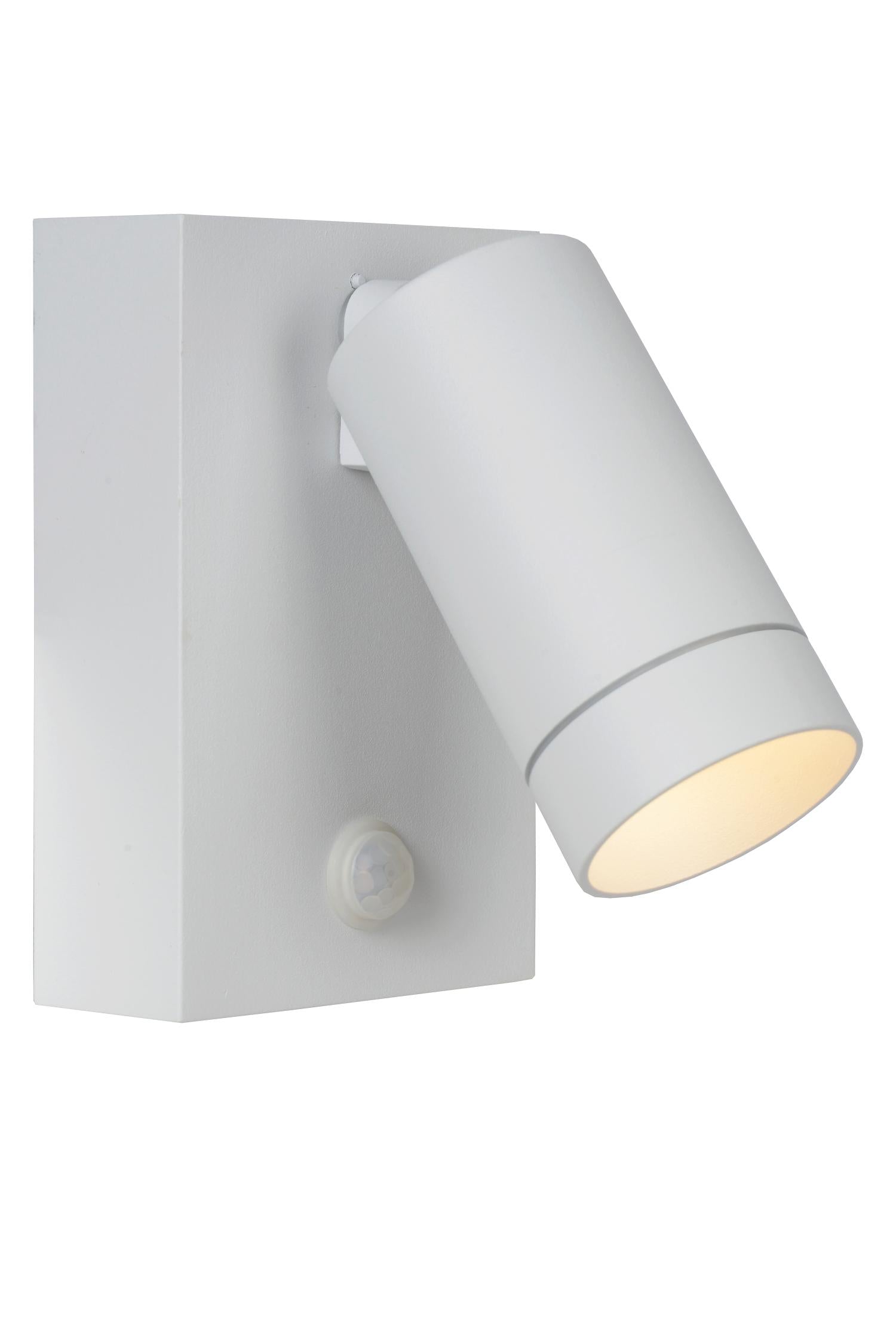 TAYLOR - Wandspot / Wandlamp Binnen/Buiten - 1xGU10 - IP54 - Bewegingssensor - Wit