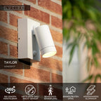 TAYLOR - Wandspot / Wandlamp Binnen/Buiten - 1xGU10 - IP54 - Bewegingssensor - Wit