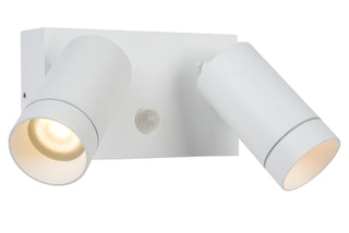 TAYLOR - Spot mural / Applique murale Intérieur/Extérieur - 2xGU10 - IP54 - Détecteur de mouvement - Blanc