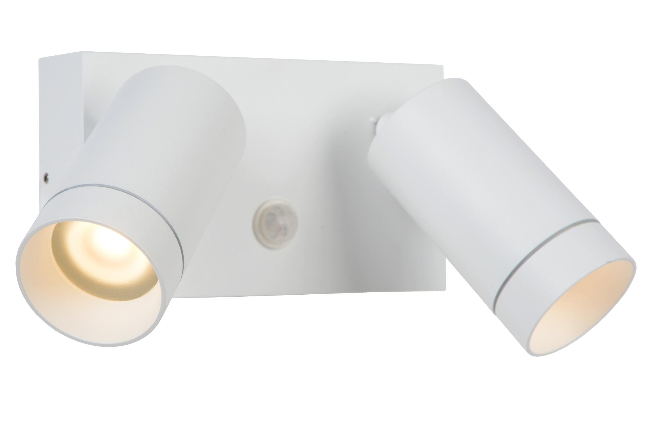 TAYLOR - Wandspot / Wandlamp Binnen/Buiten - 2xGU10 - IP54 - Bewegingssensor - Wit