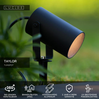 TAYLOR - Garden spot - Ø 10 cm - 1xGU10 - IP65 - Black