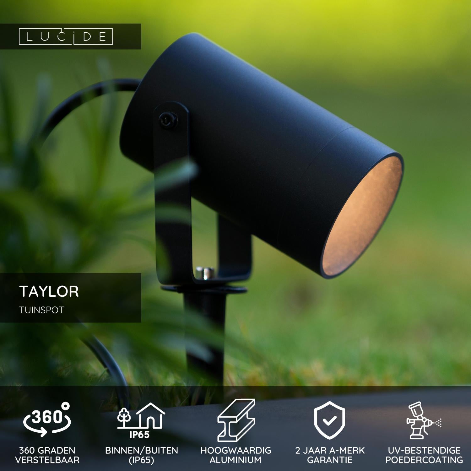 TAYLOR - Garden spot - Ø 10 cm - 1xGU10 - IP65 - Black
