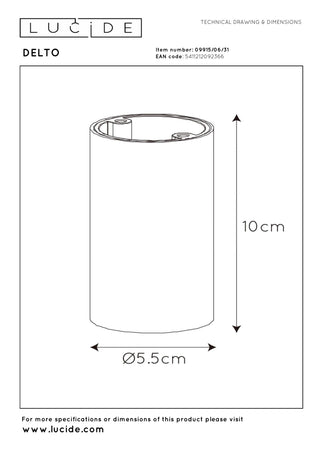 DELTO - Ceiling spot - Ø 5.5 cm - LED Dim to warm - GU10 - 1x5W 2200K/3000K - White