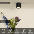 FEDLER - Ceiling spot - Ø 12 cm - LED Dim to warm - GU10 (ES111) - 1x12W 2200K/3000K - Black