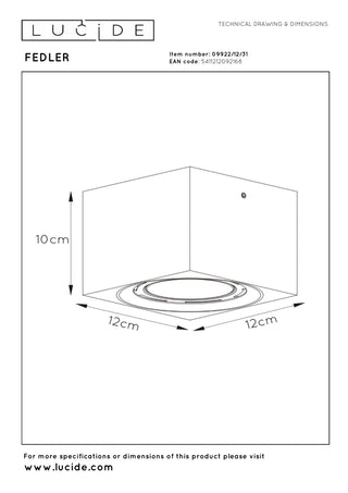 FEDLER - Spot plafonnier - LED Dim to warm - GU10 (ES111) - 1x12W 2200K/3000K - Blanc