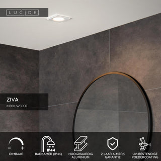 ZIVA - Inbouwspot Badkamer - 1xGU10 - IP44 - Wit