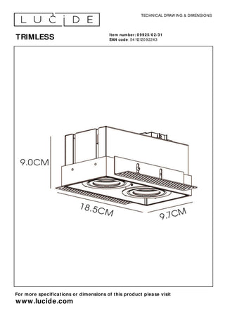 TRIMLESS - Spot encastré - 2xGU10 - Blanc