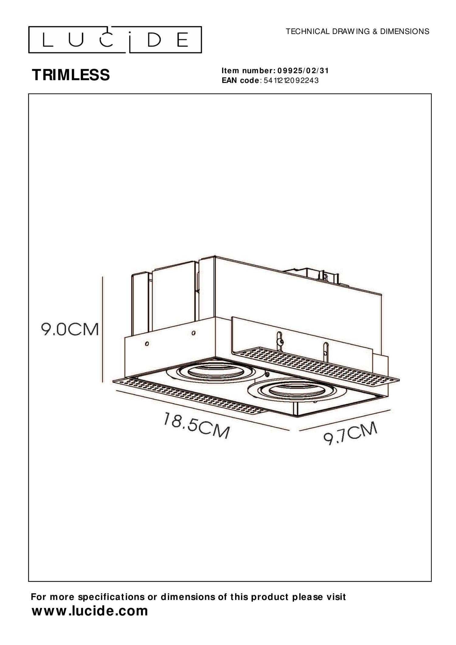TRIMLESS - Spot encastré - 2xGU10 - Blanc