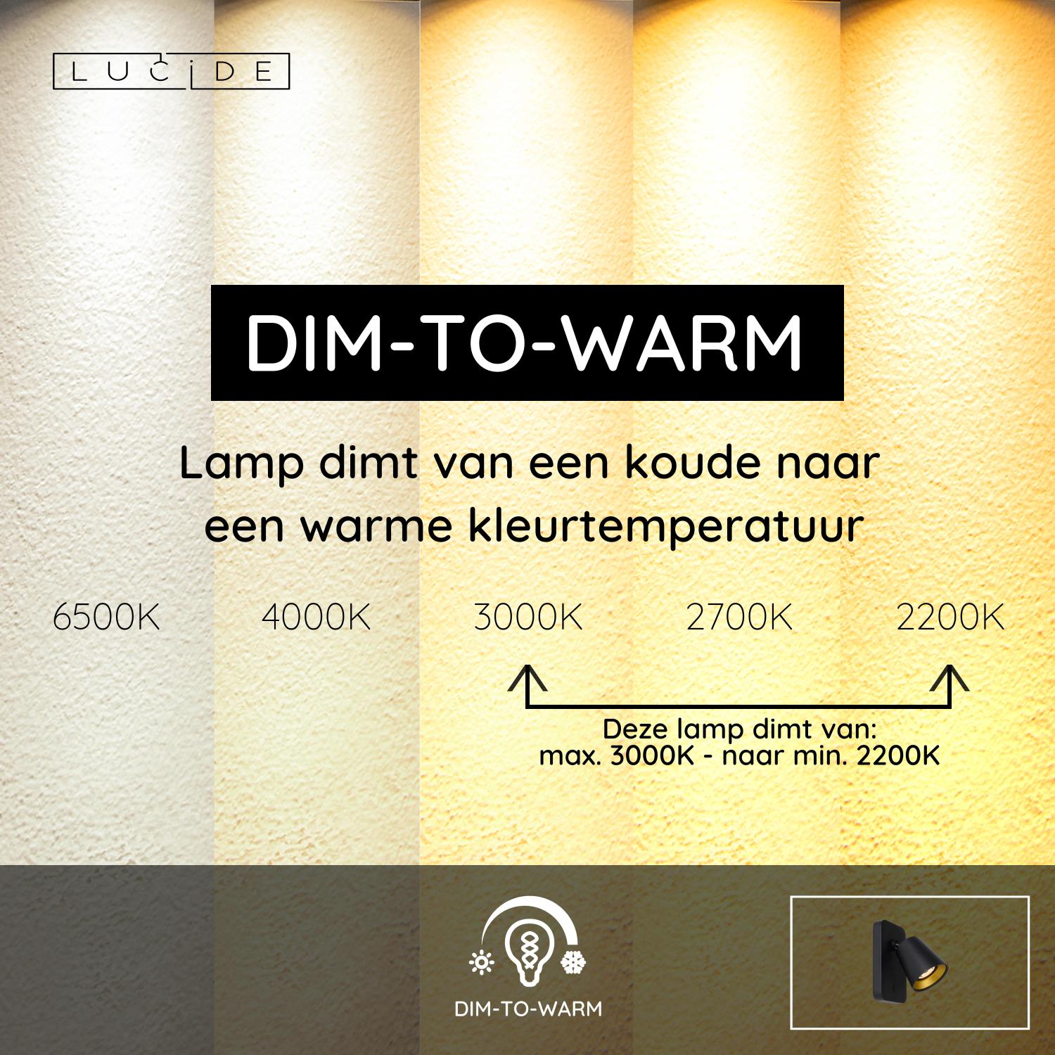 TURNON - Bedlamp / Wandlamp - LED Dim to warm - GU10 - 1x5W 2200K/3000K - Zwart