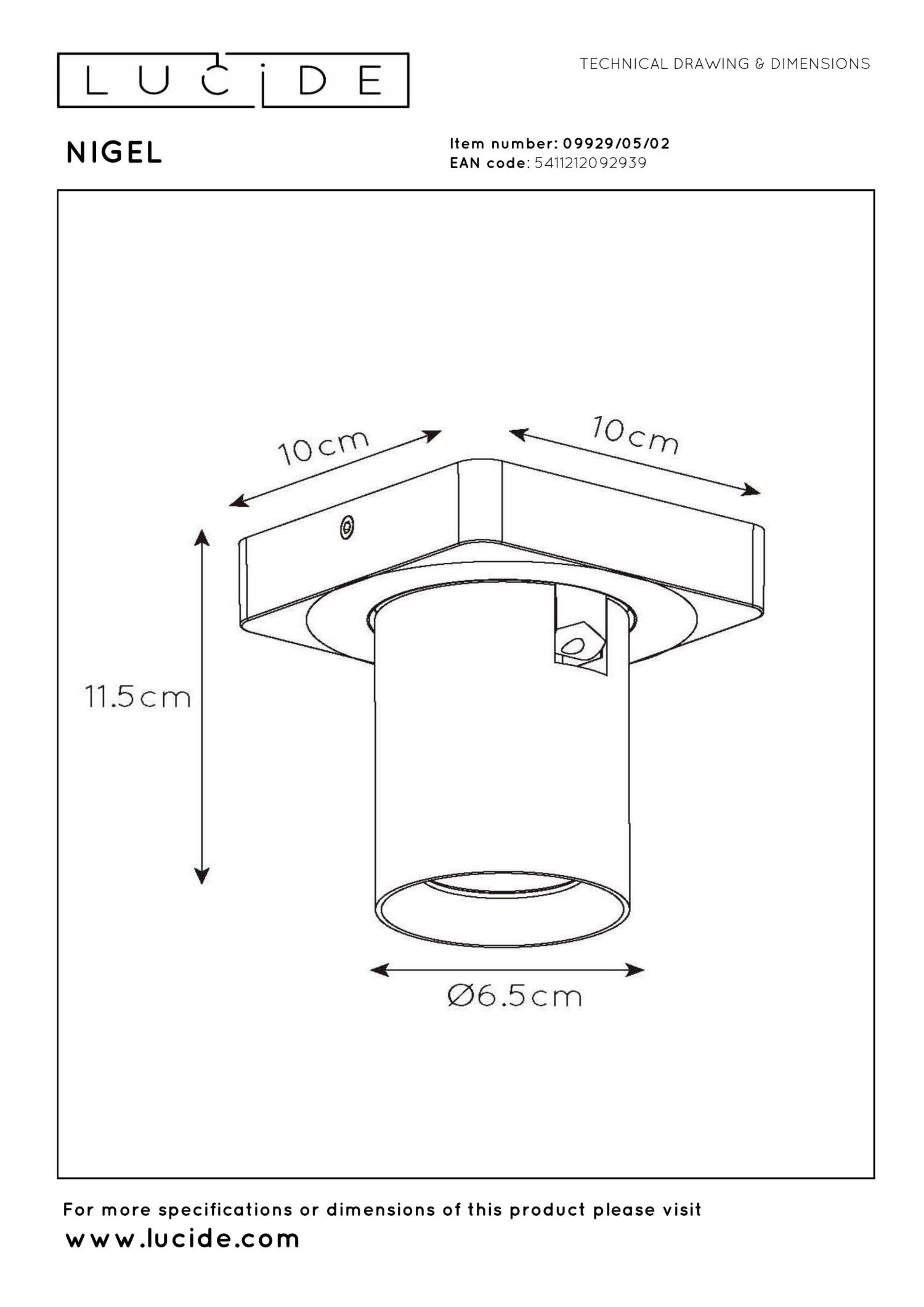 NIGEL - Plafondspot - LED Dim to warm - GU10 - 1x5W 2200K/3000K - Mat Goud / Messing