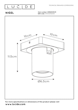 NIGEL - Spot plafonnier - LED Dim to warm - GU10 - 1x5W 2200K/3000K - Blanc