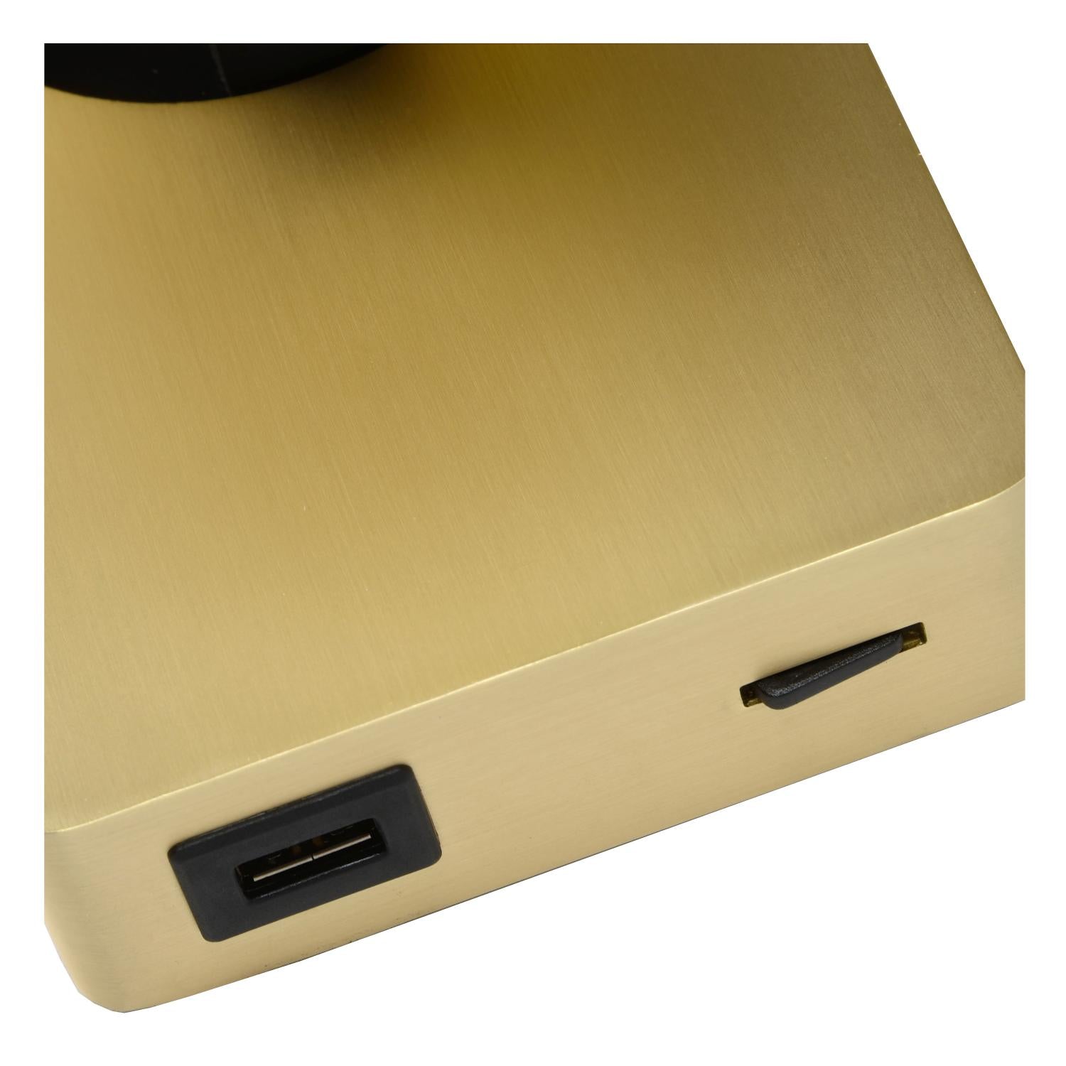 NIGEL - Bed light / Wall light - LED Dim to warm - GU10 - 1x5W 2200K/3000K - With USB charging point - Matt Gold / Brass