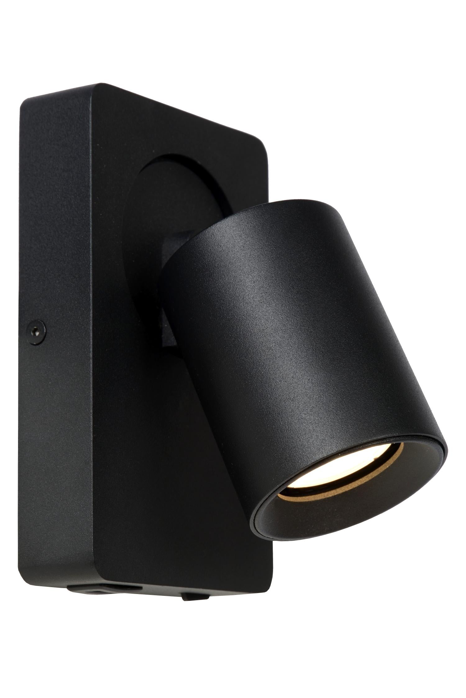 NIGEL - Bedlamp / Wandlamp - LED Dim to warm - GU10 - 1x5W 2200K/3000K - Met USB oplaadpunt - Zwart