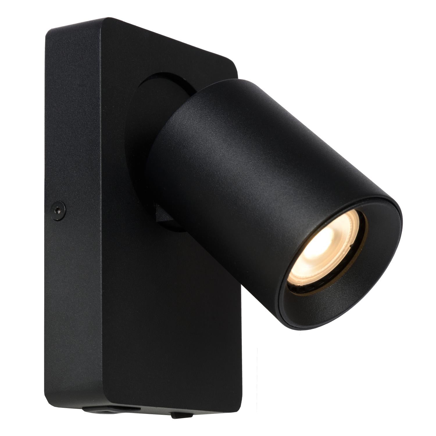 NIGEL - Bedlamp / Wandlamp - LED Dim to warm - GU10 - 1x5W 2200K/3000K - Met USB oplaadpunt - Zwart