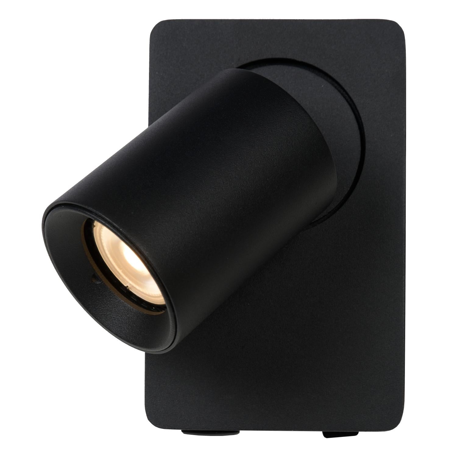 NIGEL - Bedlamp / Wandlamp - LED Dim to warm - GU10 - 1x5W 2200K/3000K - Met USB oplaadpunt - Zwart