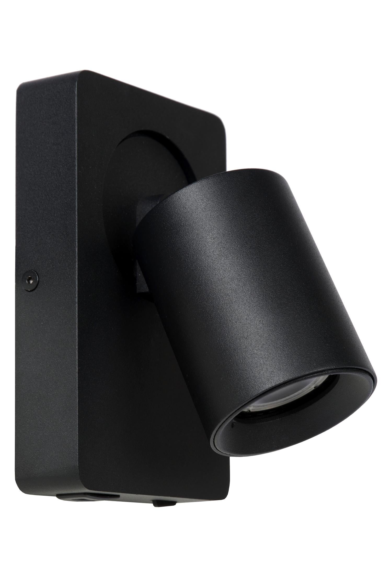 NIGEL - Bedlamp / Wandlamp - LED Dim to warm - GU10 - 1x5W 2200K/3000K - Met USB oplaadpunt - Zwart