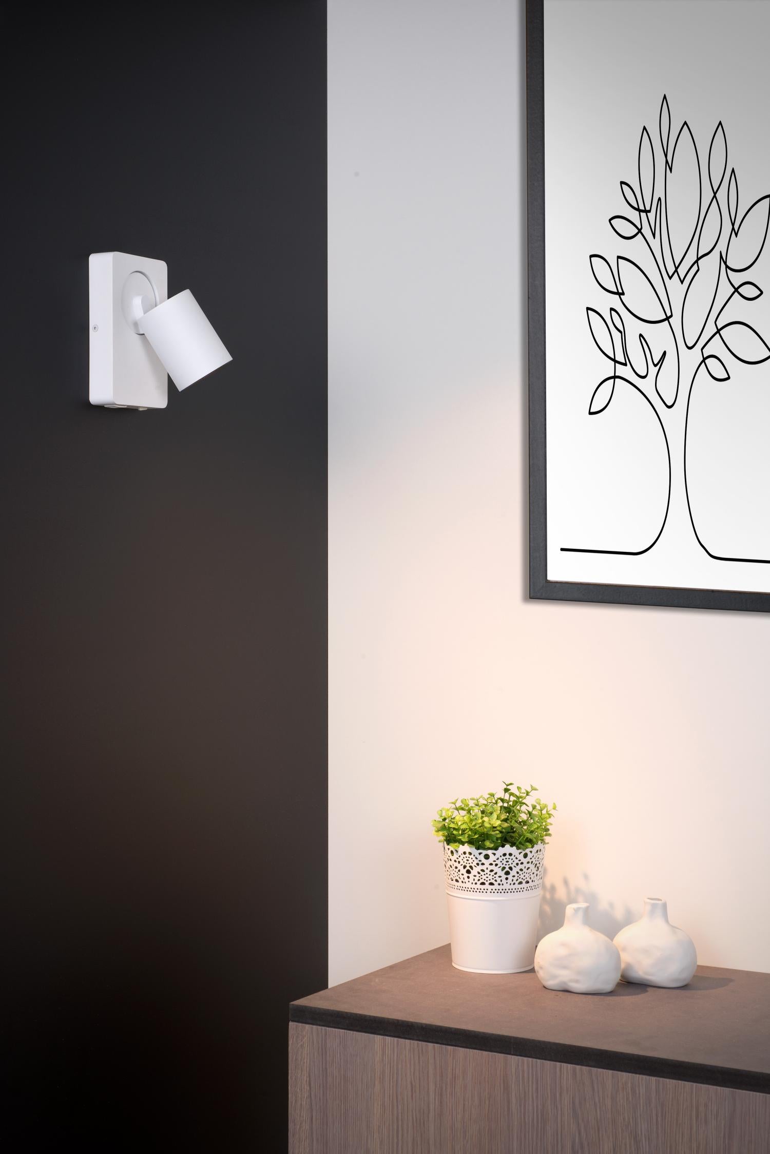 NIGEL - Lampe de chevet / Applique murale - LED Dim to warm - GU10 - 1x5W 2200K/3000K - Avec port de charge USB - Blanc