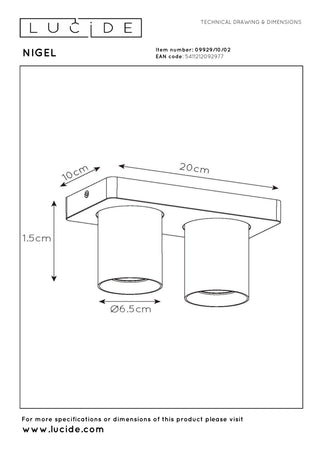 NIGEL - Plafondspot - LED Dim to warm - GU10 - 2x5W 2200K/3000K - Mat Goud / Messing