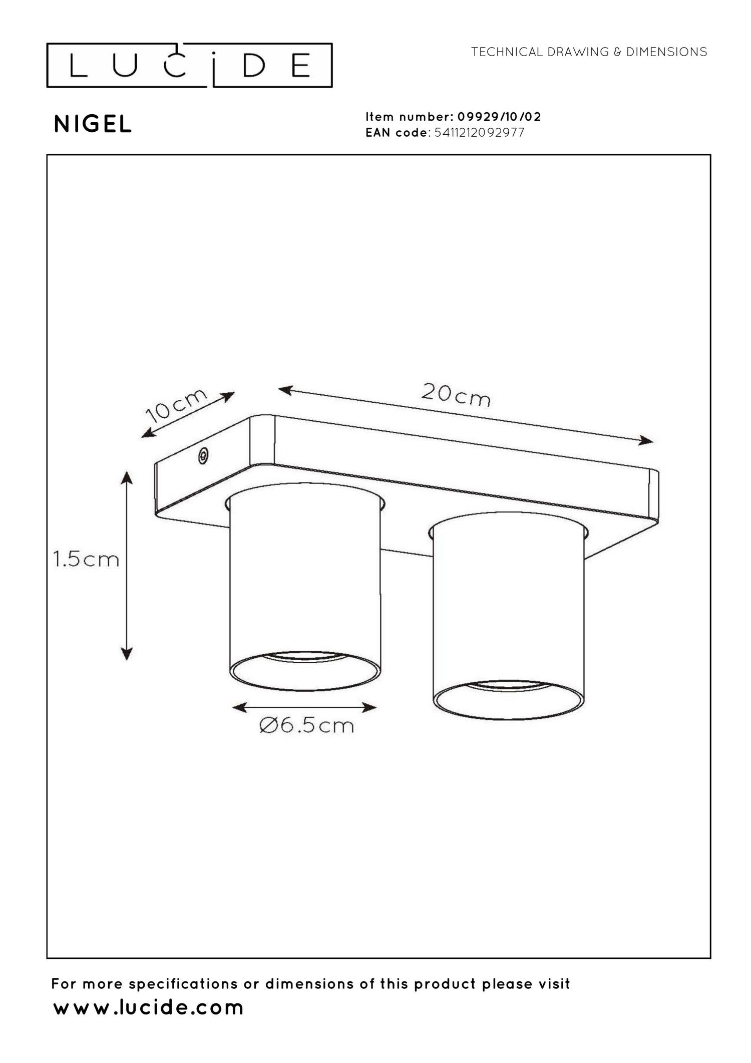 NIGEL - Plafondspot - LED Dim to warm - GU10 - 2x5W 2200K/3000K - Mat Goud / Messing