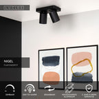 NIGEL - Plafondspot - LED Dim to warm - GU10 - 2x5W 2200K/3000K - Zwart