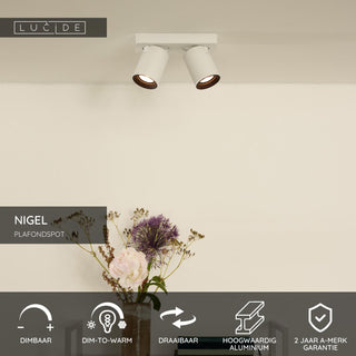 NIGEL - Spot plafonnier - LED Dim to warm - GU10 - 2x5W 2200K/3000K - Blanc
