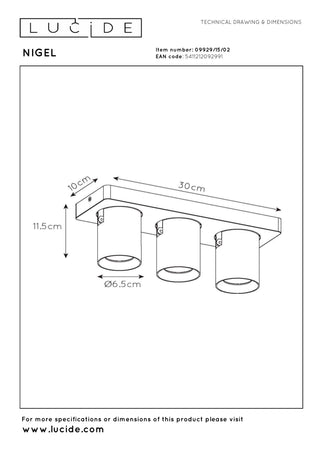 NIGEL - Plafondspot - LED Dim to warm - GU10 - 3x5W 2200K/3000K - Mat Goud / Messing