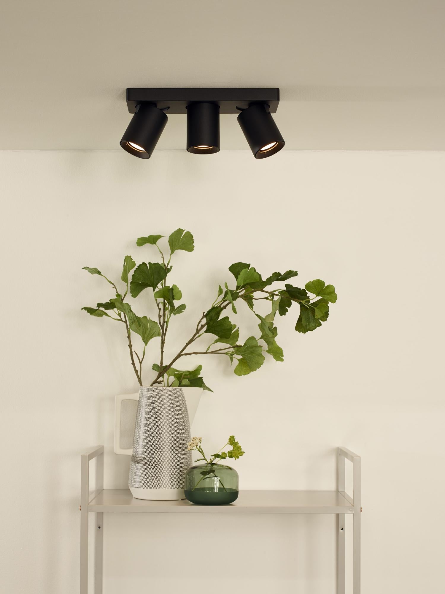 NIGEL - Spot plafonnier - LED Dim to warm - GU10 - 3x5W 2200K/3000K - Noir