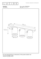 NIGEL - Spot plafonnier - LED Dim to warm - GU10 - 3x5W 2200K/3000K - Noir