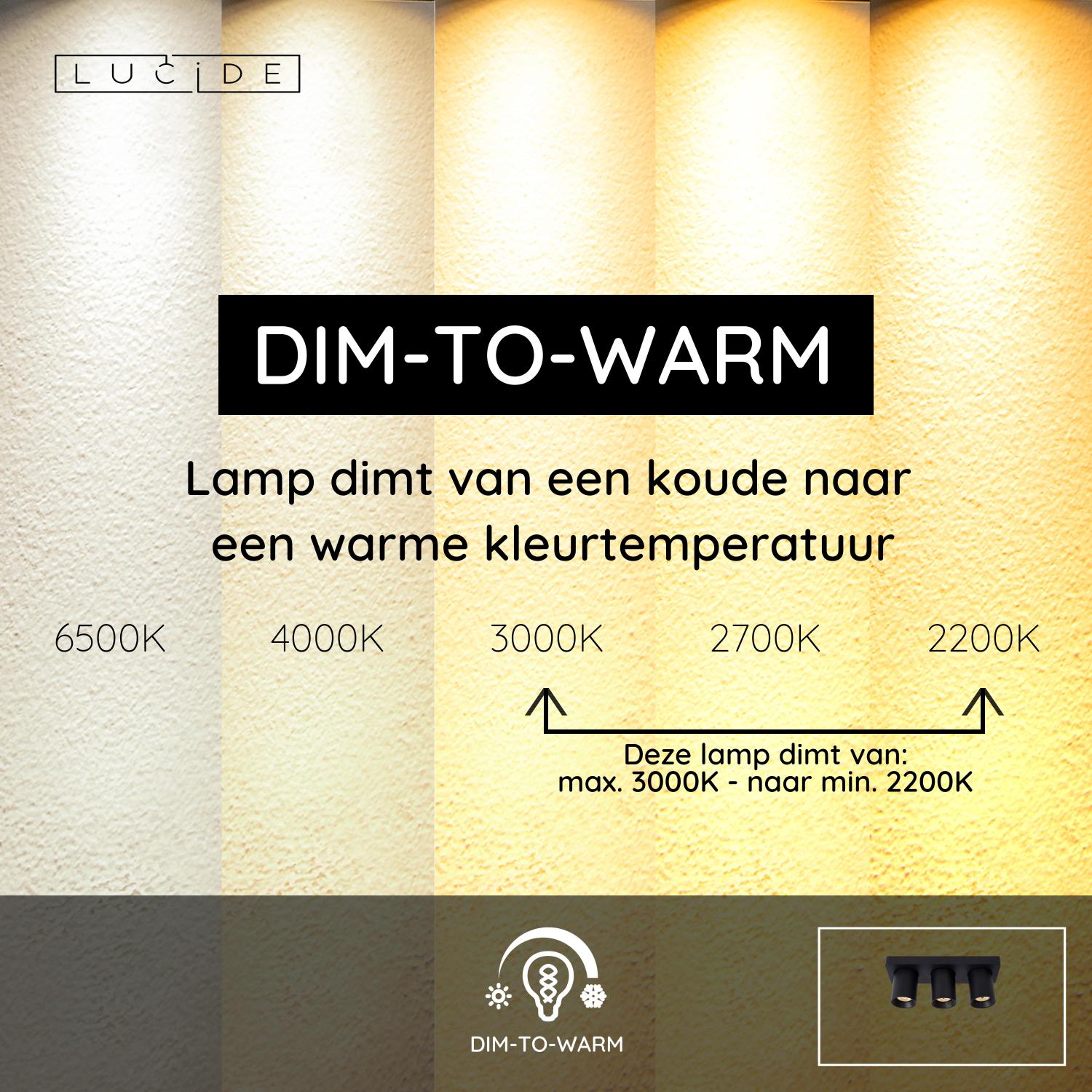 NIGEL - Spot plafonnier - LED Dim to warm - GU10 - 3x5W 2200K/3000K - Noir