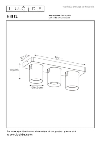 NIGEL - Spot plafonnier - LED Dim to warm - GU10 - 3x5W 2200K/3000K - Blanc